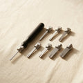Mini triangle mandrel set with handle, six sizes 4-14 mm, for jewellery making and ring forming.