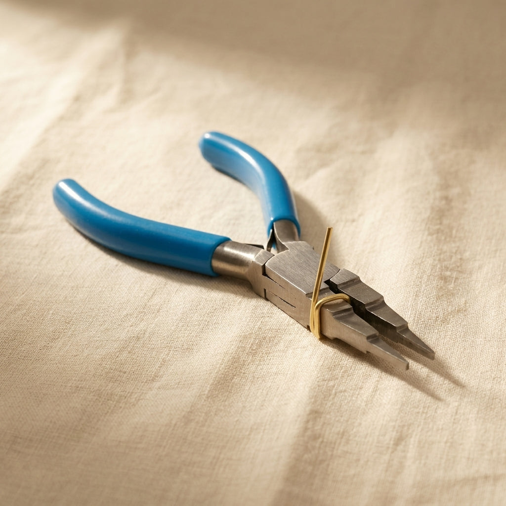 Multi-step flat-nosed jewellery pliers, 15cm, with 3, 5 & 6mm jaws for wire shaping