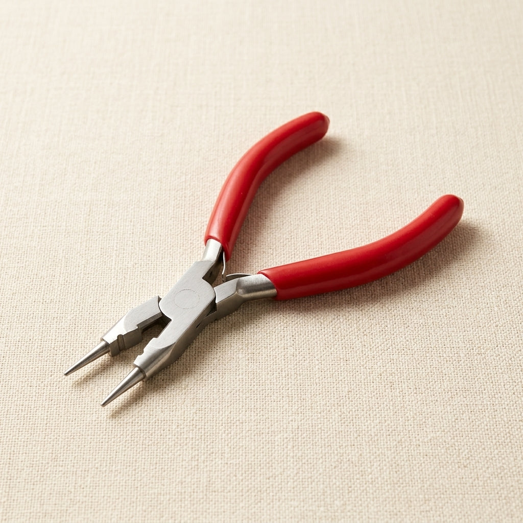 Multi-task 4-in-1 jewellery pliers with spring and cutters, stainless steel