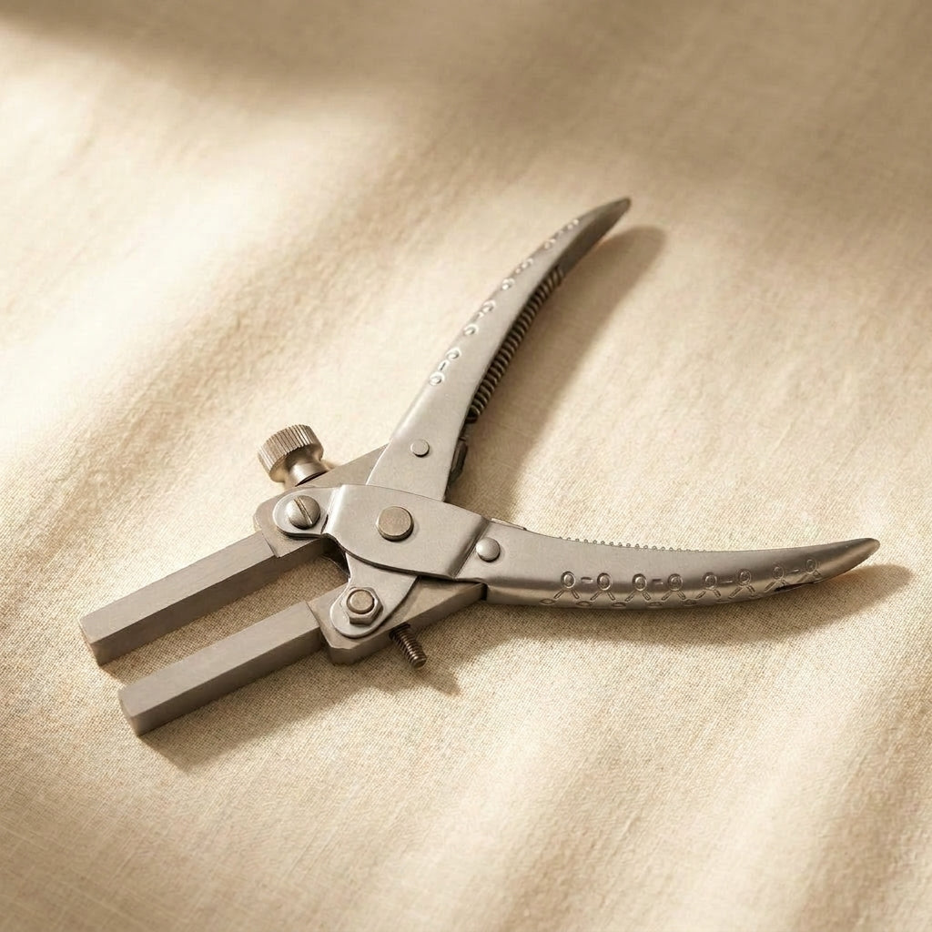Parallel action bail pliers with jaw stop, 6mm x 12mm rectangular jaws, 6-inch stainless steel jewellery tool