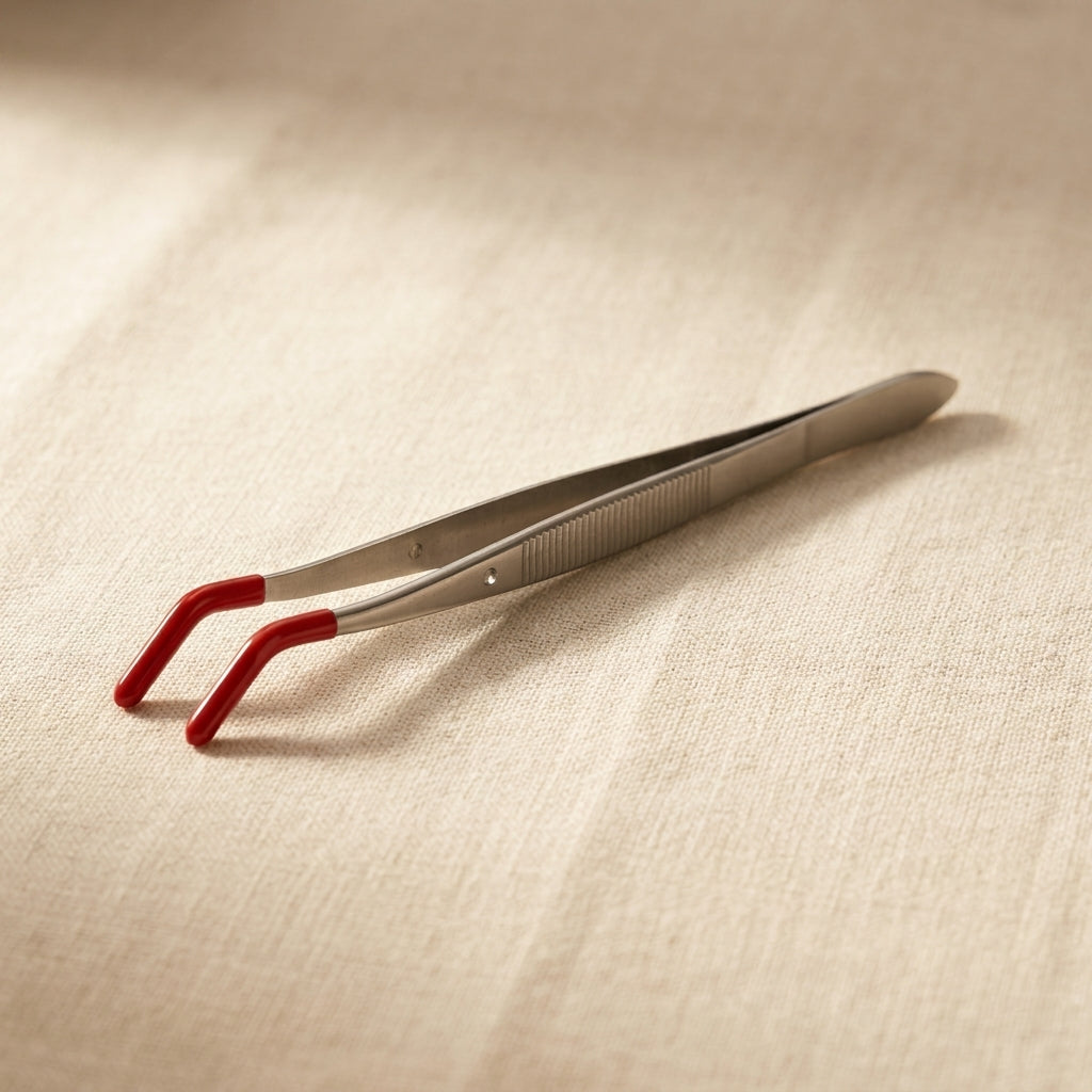 Precision tweezers with rubber grips, PVC coated, for detailed jewellery work and crafts