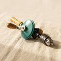 Manual jewellery drill with wooden handle, double pinion chuck and 3/8 inch capacity