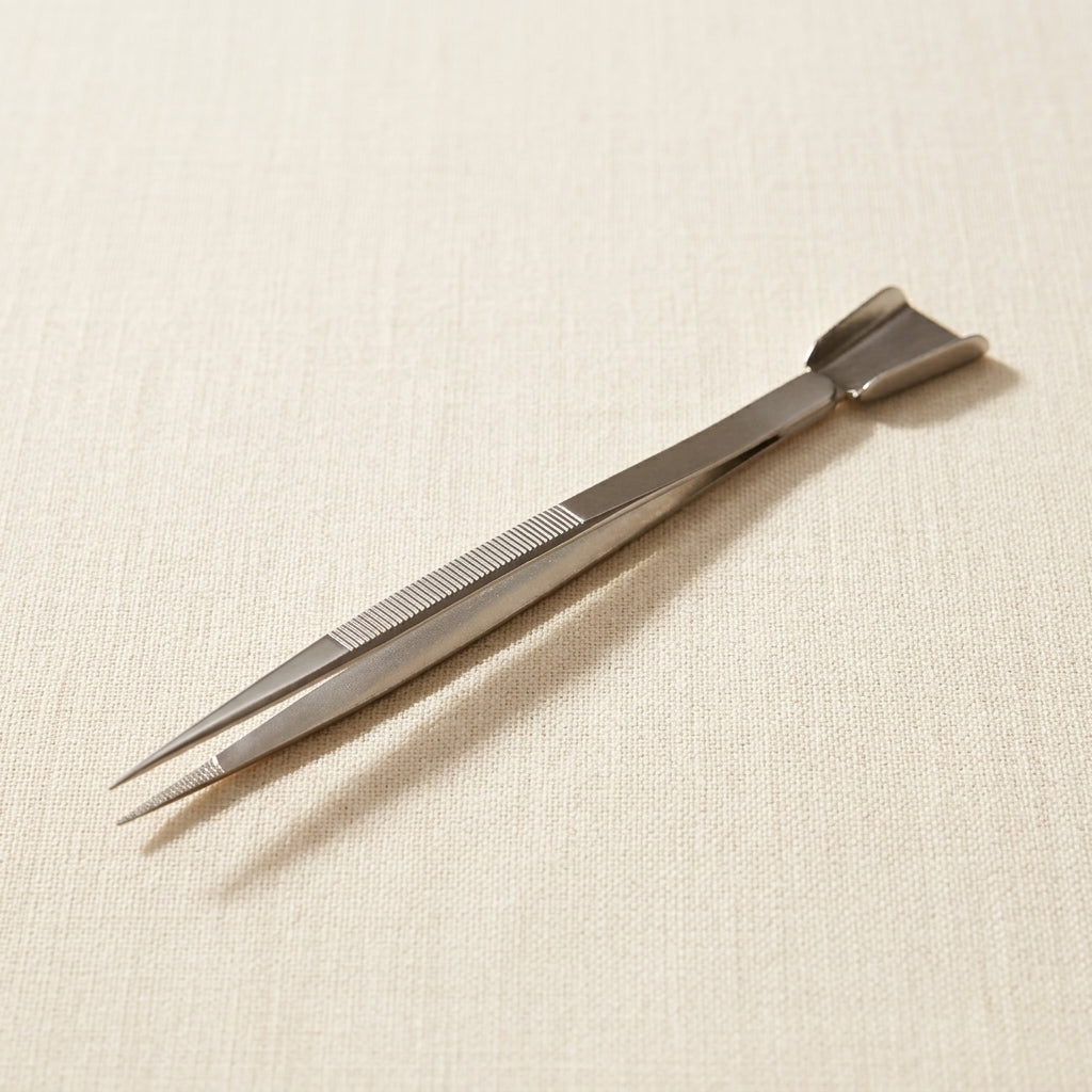 180mm stainless steel shovel tweezers with serrated tips for handling small jewellery stones and beads