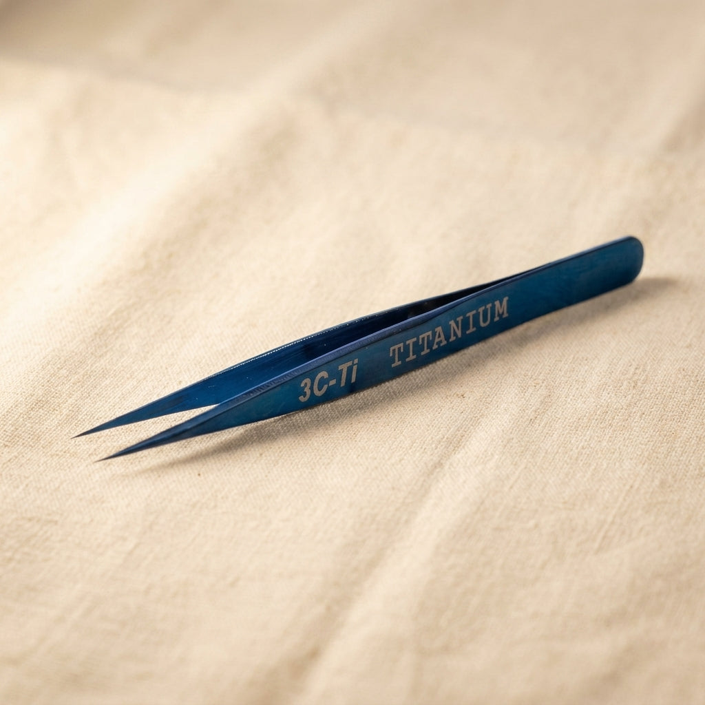 Professional 108mm titanium tweezers for jewellery and watch repair, anti-magnetic