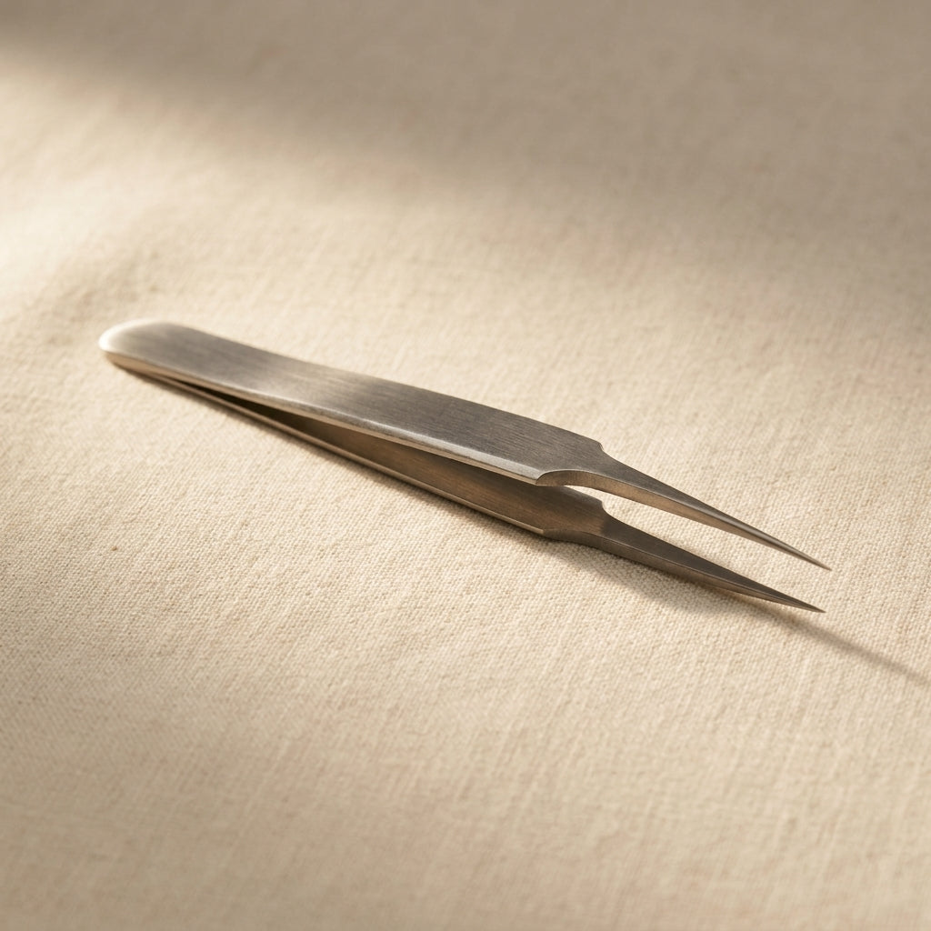 Professional steel tweezers with pointed tips for jewellery and watch repairs