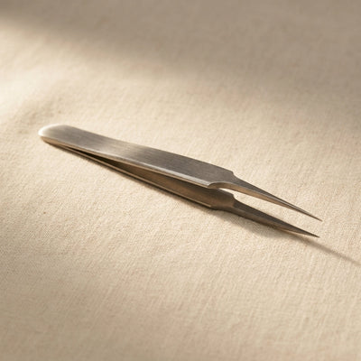 Professional steel tweezers with pointed tips for jewellery and watch repairs