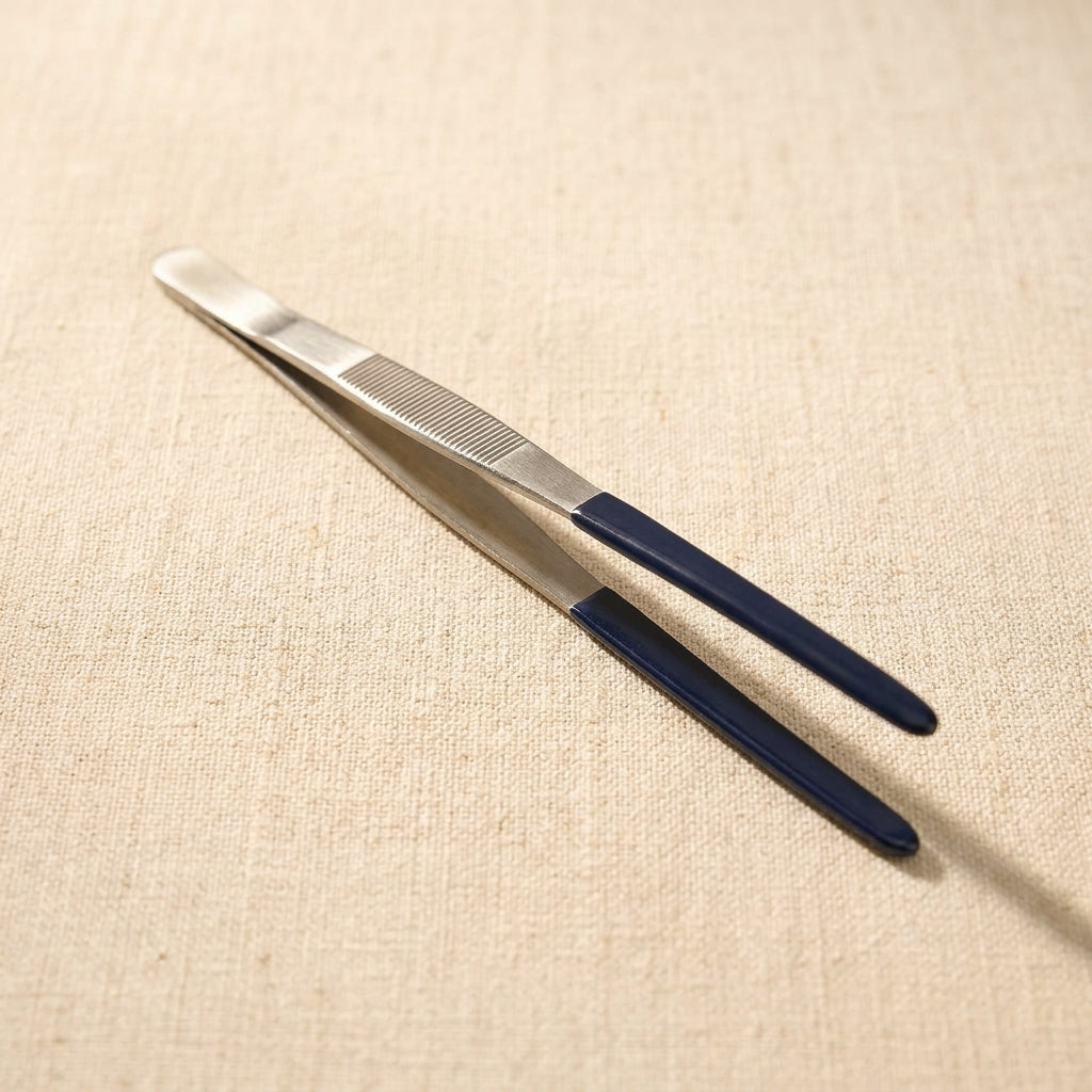 Professional 8-inch stainless steel tweezers with PVC-coated tips for jewellery cleaning