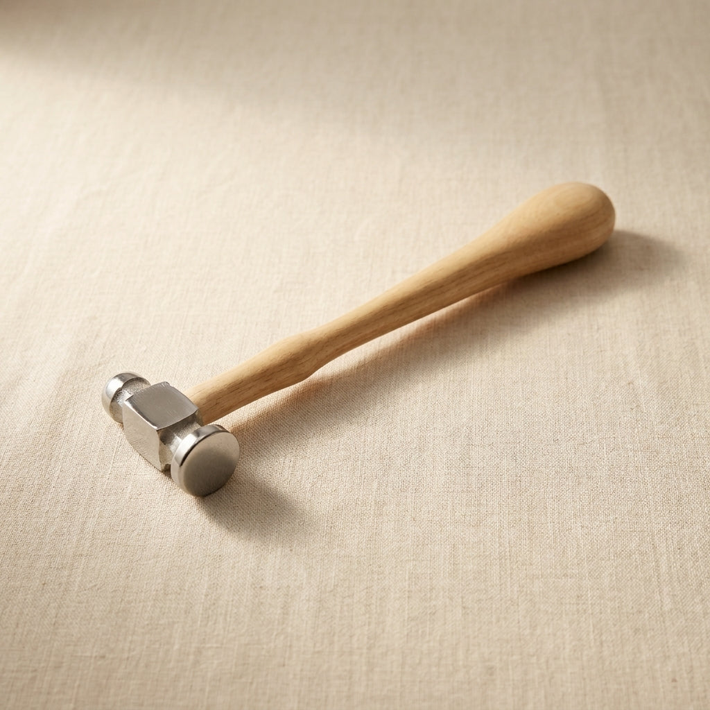 Professional ball peen chasing hammer for metal wire work, 22mm dome face with wooden handle