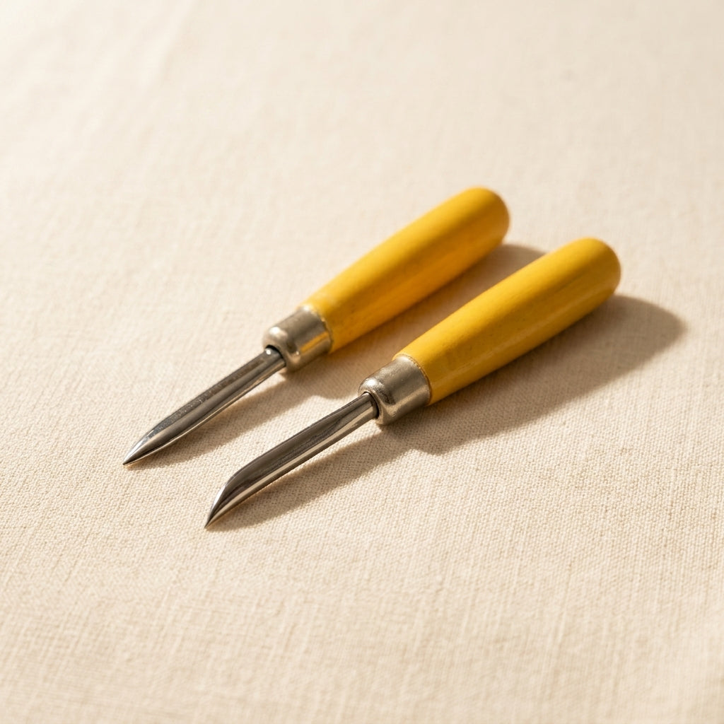 Set of straight and curved jewellery burnishers and bezel setting chisels for finishing metalwork