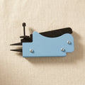 Professional long-nose jewellery pliers with adjustable jaws for gem setting, blue anodised finish