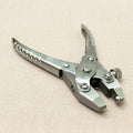 Professional parallel-action pliers for fitting saxophone posts, made from stainless steel.