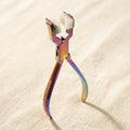 Rainbow plasma coated pliers with nylon arc jaws, 150mm, for watch repair and jewellery bending.