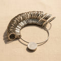 Steel finger gauge set for accurate jewellery sizing, covering US, EU and international ring sizes