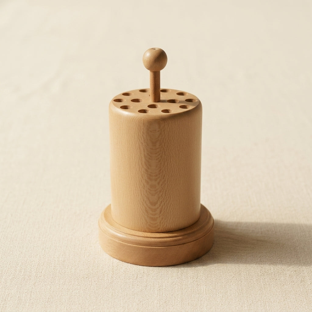 Rotary organiser stand for jewellery tools, 14 holes for saw blades, tweezers, burs, bits and files.