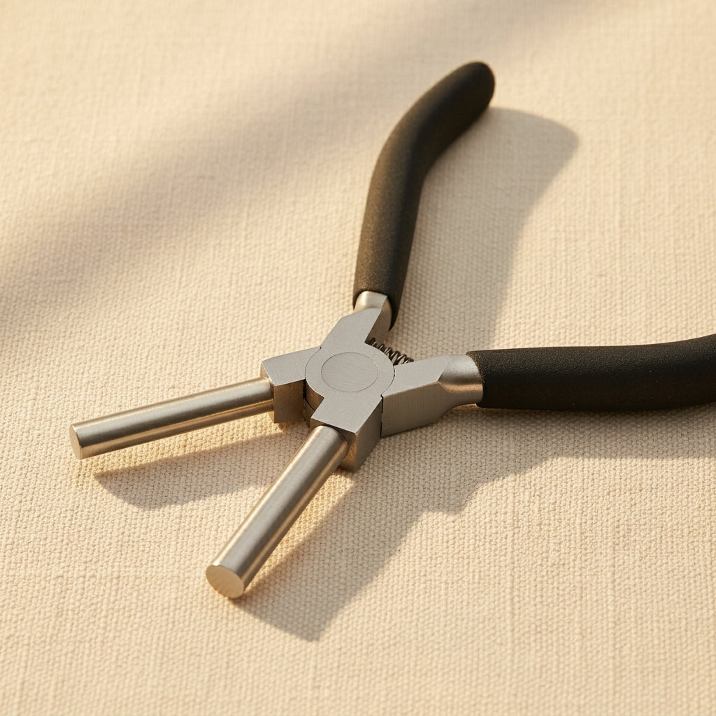 Round bail forming pliers, 6mm and 8.5mm loops, stainless steel, spring-loaded for jewellery making