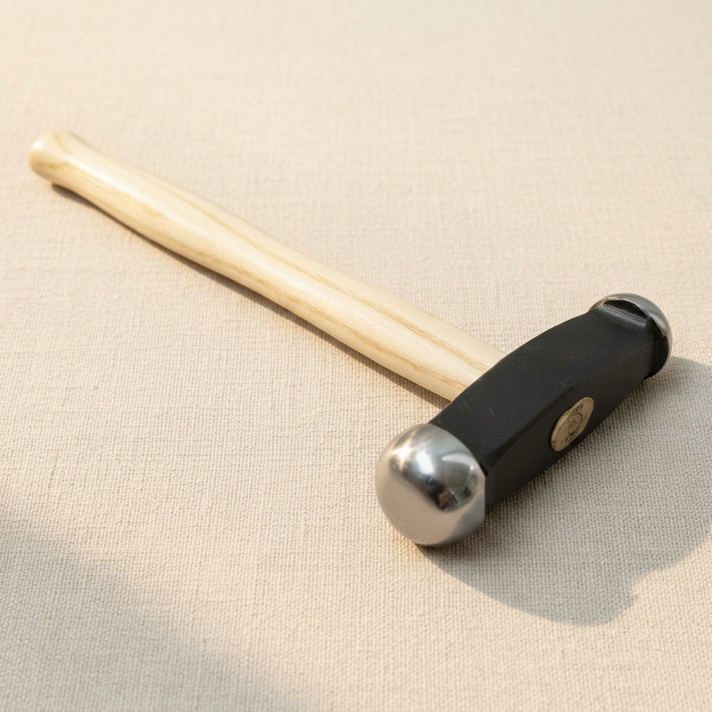16oz round dome and bowed face embossing hammer for silversmithing, 11.75 inches long