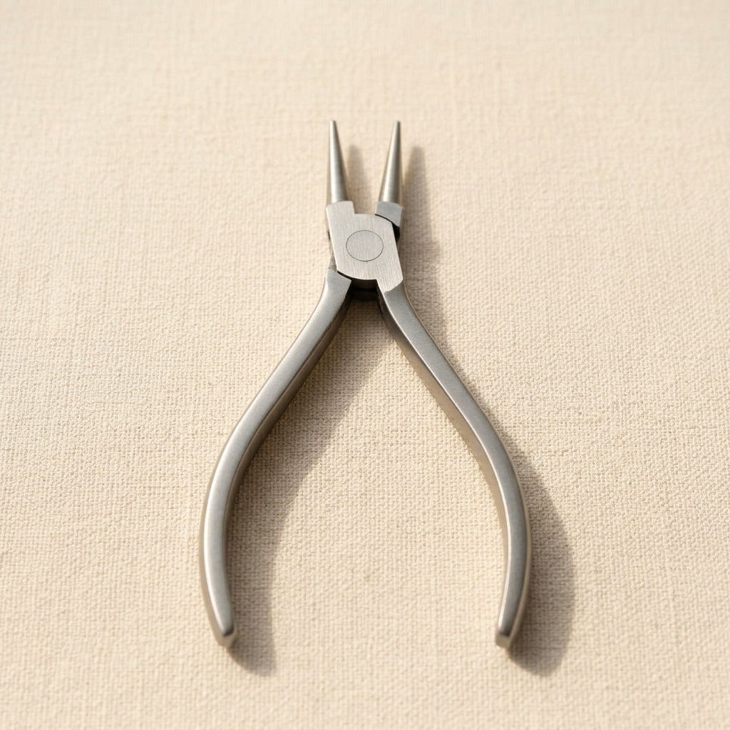 Slim 120mm stainless steel round nose pliers with square handles for jewellery work
