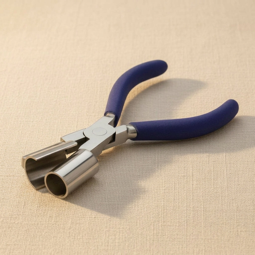 Small half-round ring and bracelet pliers, 3/4 inch jaw, stainless steel jewellery making tool.