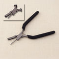 Small round concave wire looping pliers for jewellery making, stainless steel with comfort grip
