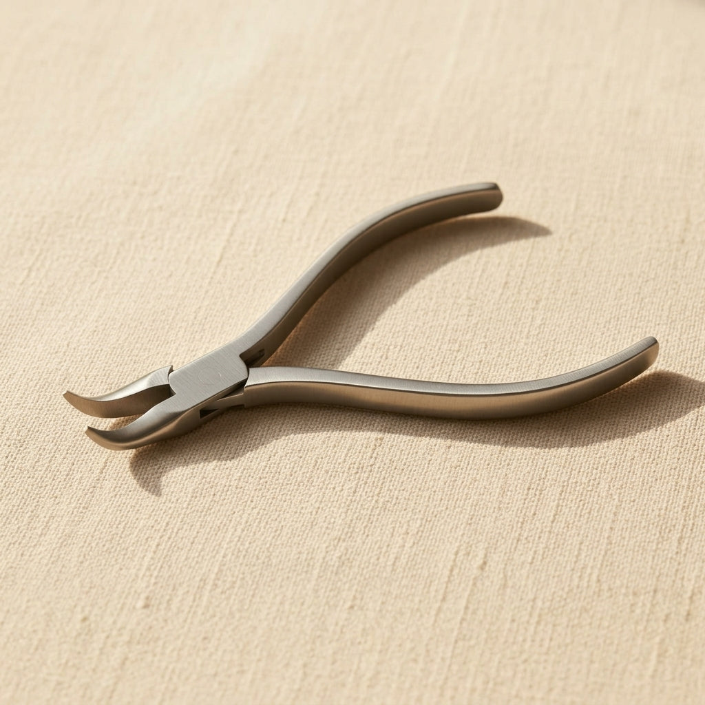 Stainless steel slim line bent chain pliers, 120mm, for jewellery and optical work