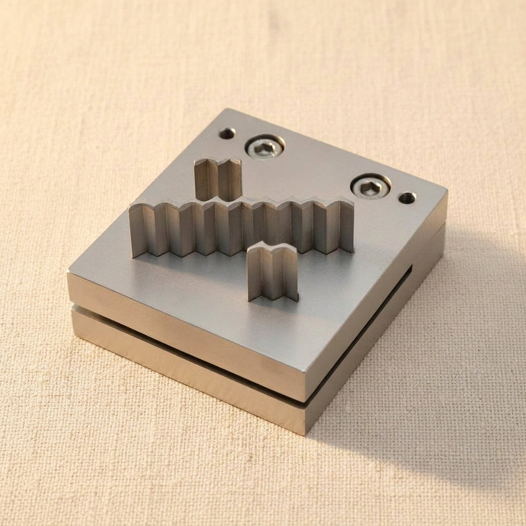 Steel disc cutter with three zigzag shaped punches for silversmithing blanks