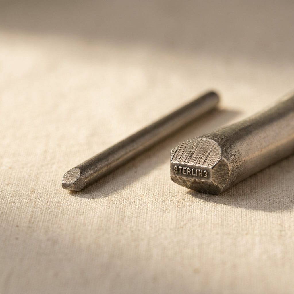 Sterling silver hallmark punch bar, straight design for silversmiths.