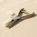 Wide nylon jaw forming pliers, round and concave, silver metal for jewellery making.