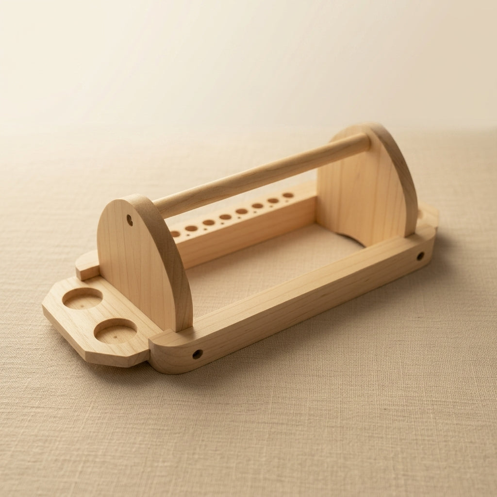 Deluxe wooden pliers stand for jewellery making, holding tools neatly on a workbench.