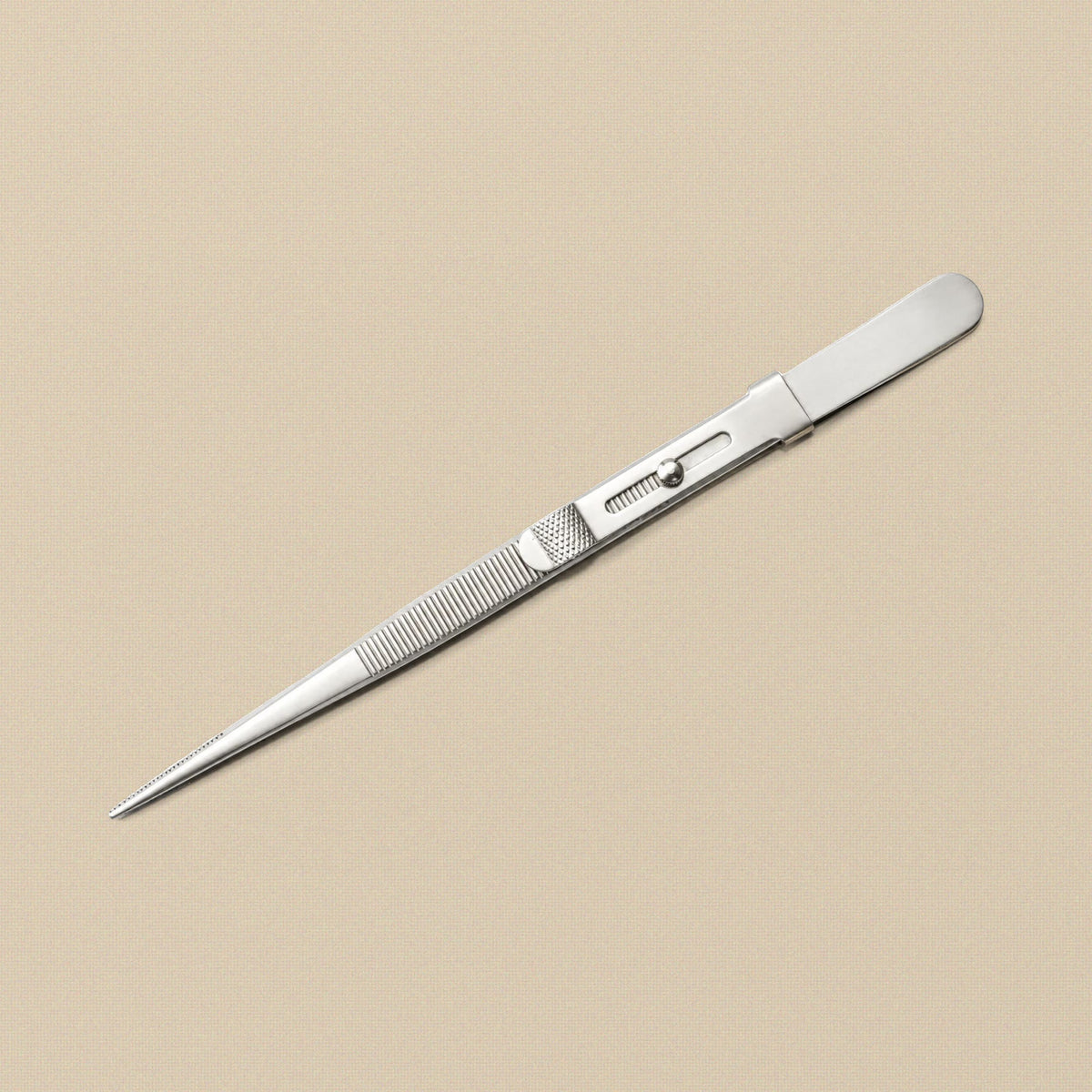 Slide-lock diamond tweezers with XL tips, 6.5 inch, satin stainless steel