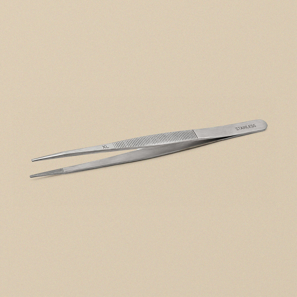 Stainless steel diamond tweezers with serrated XL tips, 160 mm