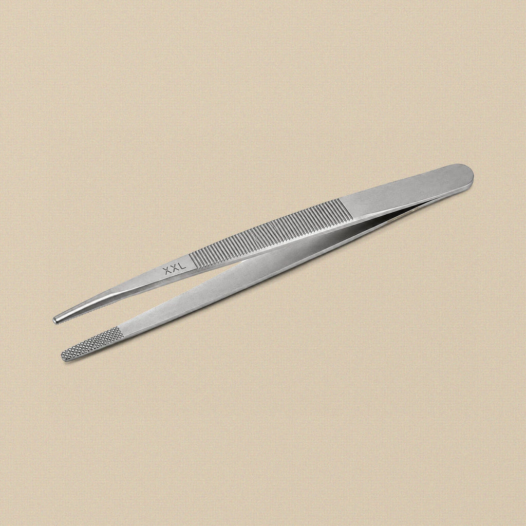 Stainless steel diamond tweezers with serrated XXL tips, 160 mm