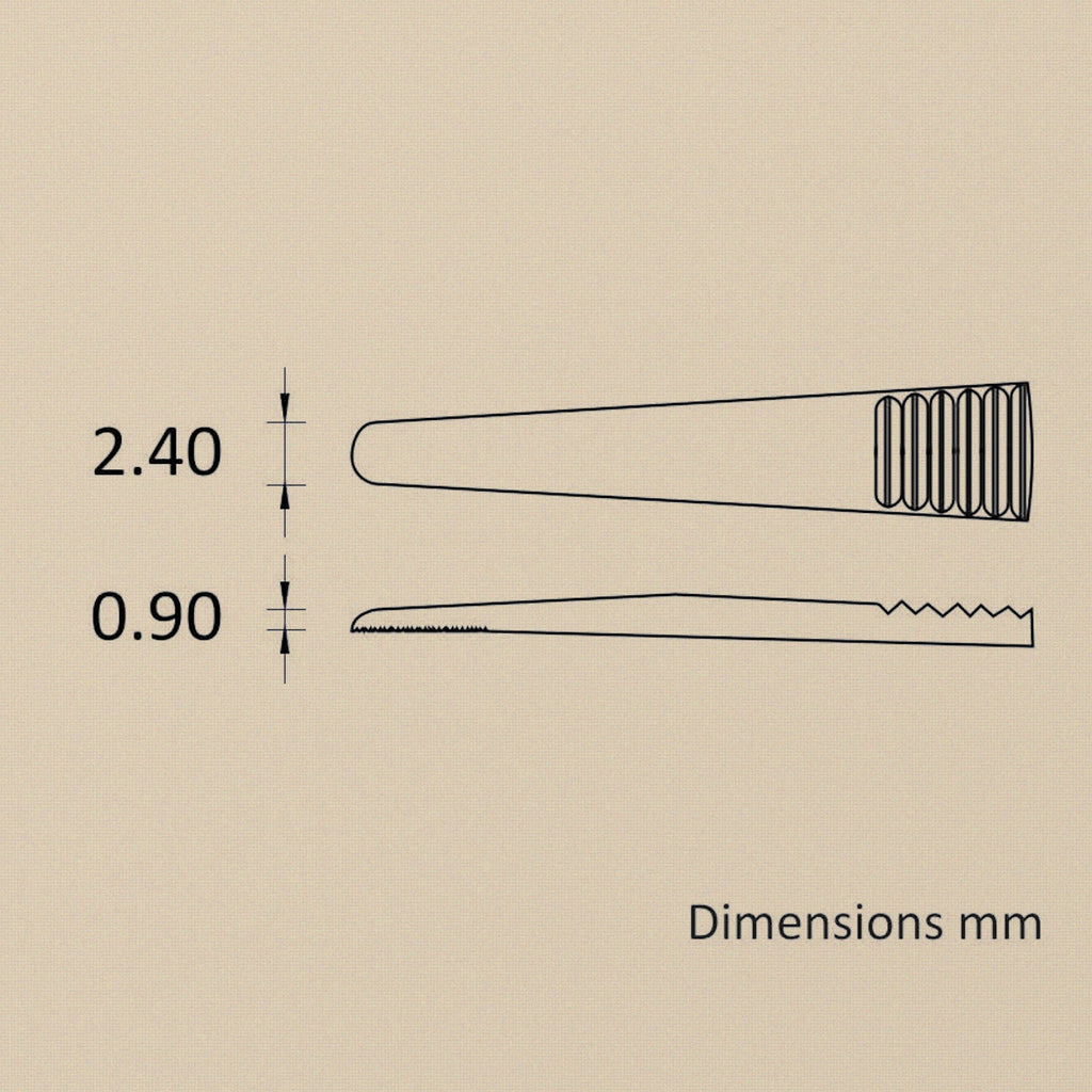 Dimension drawing: XXL tips 2.40 mm wide, 0.90 mm thick